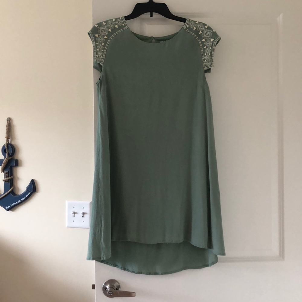 Green flows dress